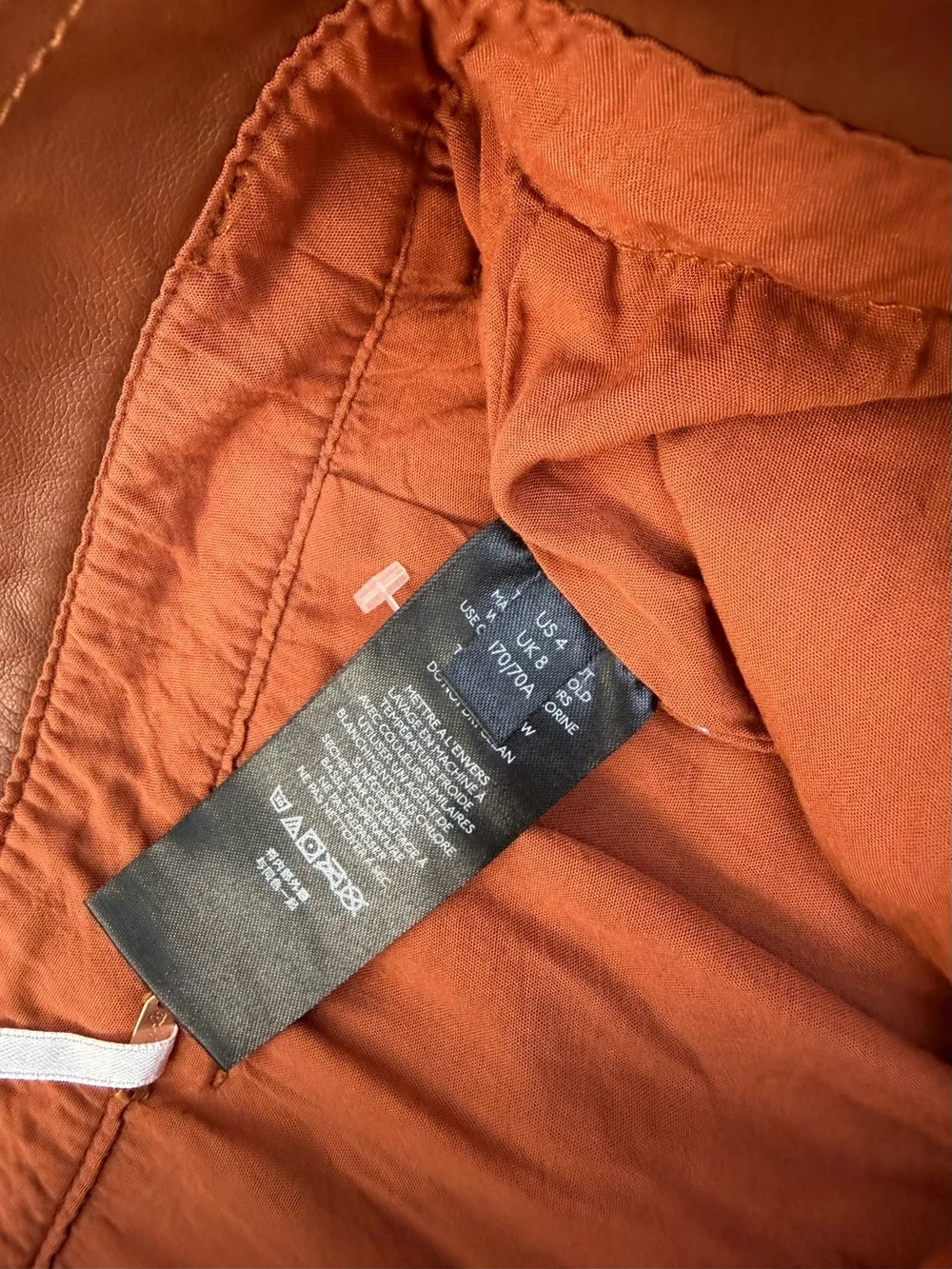 Free People Burnt Orange Skirt with Faux Leather Waistband